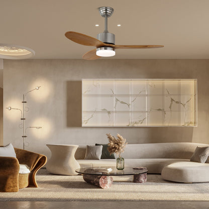 Elara Plafondventilator met Verlichting — Minimalistisch Design met Houten Bladen voor Optimale Luchtstroom