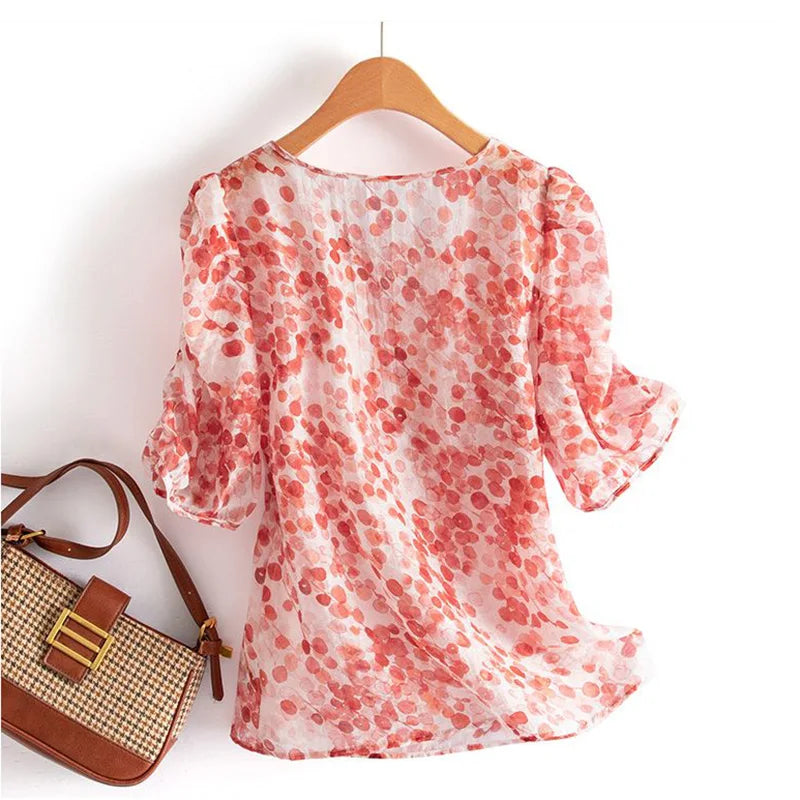 Vrouwelijke Blouse met Polka Dots van Chiffon - StudioMarella