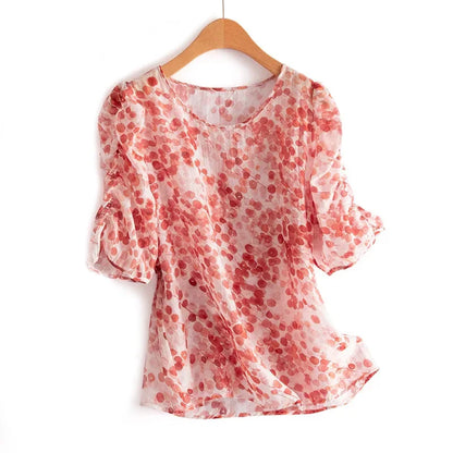 Vrouwelijke Blouse met Polka Dots van Chiffon