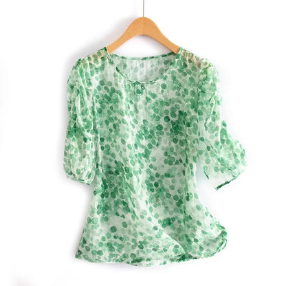 Vrouwelijke Blouse met Polka Dots van Chiffon
