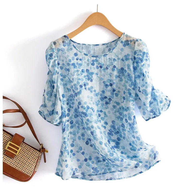 Vrouwelijke Blouse met Polka Dots van Chiffon
