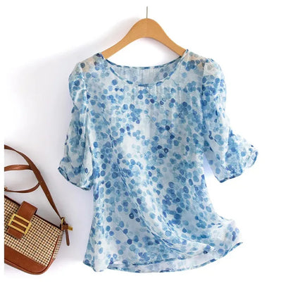 Vrouwelijke Blouse met Polka Dots van Chiffon