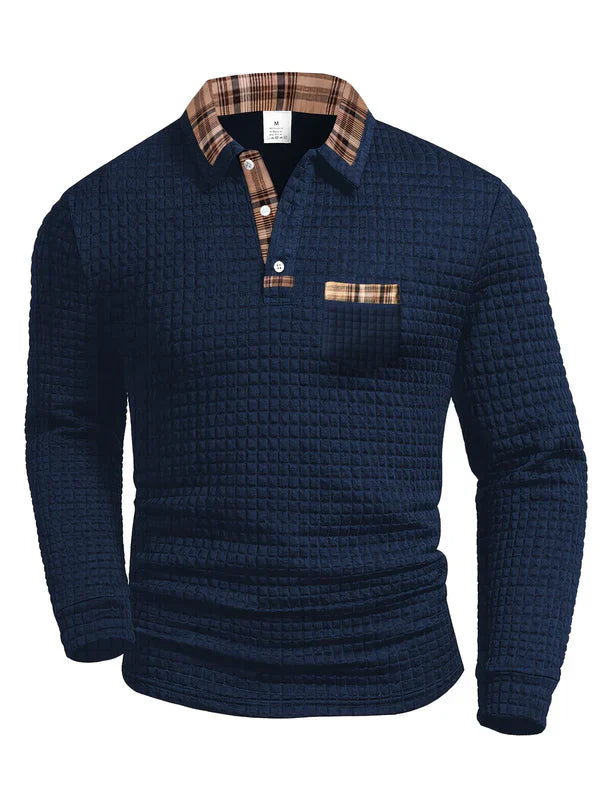 Polo Shirt Heren Lange Mouw Geruit met Klassieke Kraag - StudioMarella
