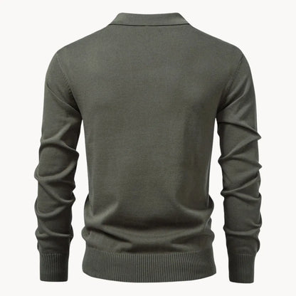Polo met ribgebreid patroon en korte ritssluiting