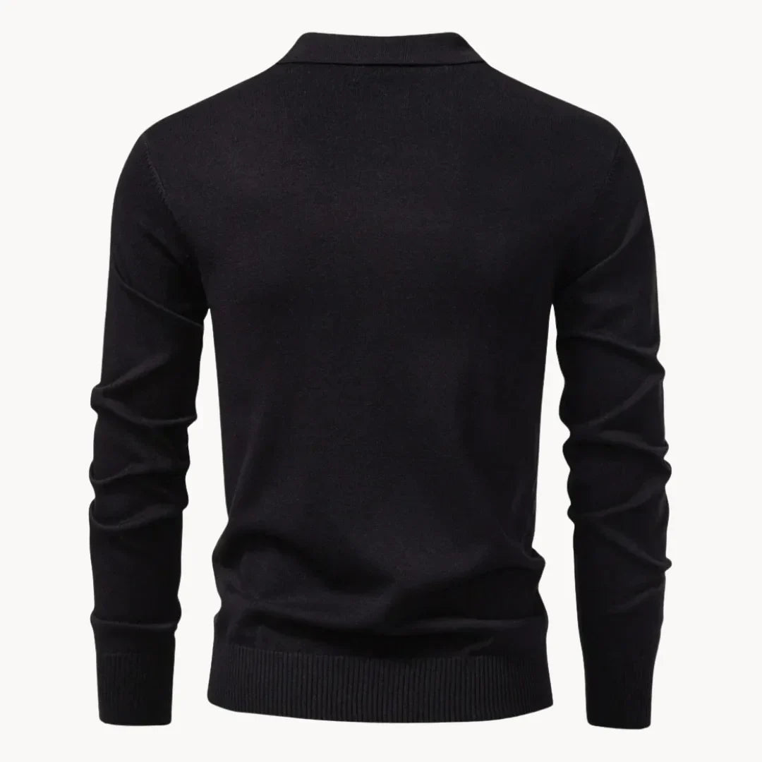 Polo met ribgebreid patroon en korte ritssluiting