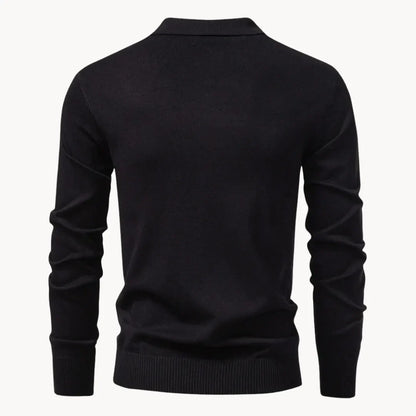 Polo met ribgebreid patroon en korte ritssluiting