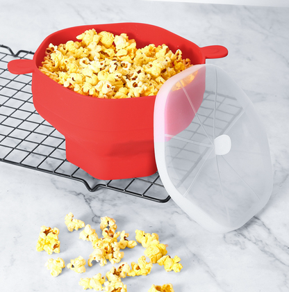 Opvouwbare Magnetron Popcornbak Herbruikbaar Siliconen met Deksel