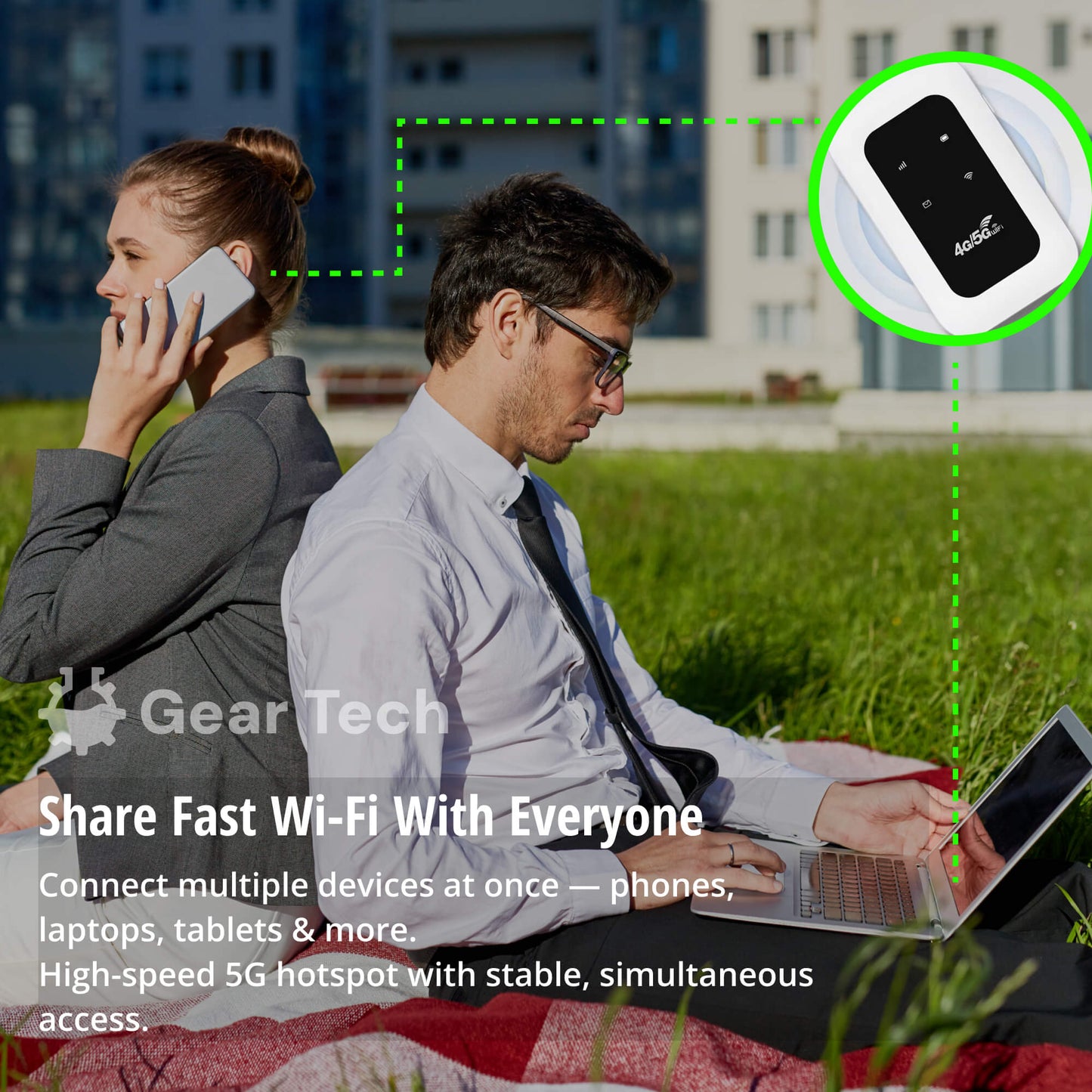 Draagbare 5G WiFi Router – Veilige Mobiele Internetverbinding voor Camper, Caravan en Reizen | 10 Apparaten | 150 Mbps