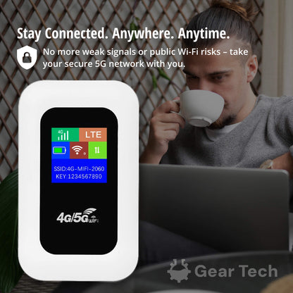 Draagbare 5G WiFi Router – Veilige Mobiele Internetverbinding voor Camper, Caravan en Reizen | 10 Apparaten | 150 Mbps