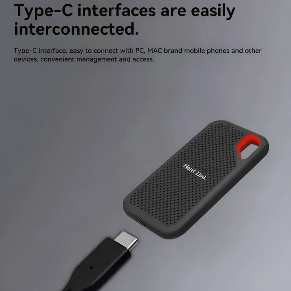 Draagbare SSD Schijf USB-C 500GB-256TB Externe Harde Schijf Compacte Opslag Snelle Datatransfer Mobiel