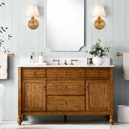 Vintage Wandlamp met Linnen Kap en Messing Armatuur – Retro Design voor Slaapkamer en Woonkamer