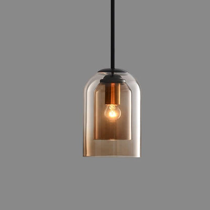 Hanglamp Glas Dubbel E27 Rookglas Amber Vintage Retro Woonkamer Eetkamer Keuken Sfeerverlichting Industrieel Modern
