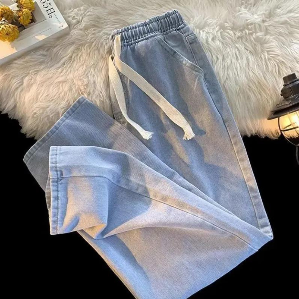 Zwarte Joggingbroek Unisex Denim Comfortabele Fit