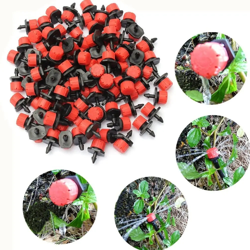 Druppelaar Instelbaar 360° PP POM Kunststof 4mm Slang 100 Stuks Druppelirrigatie Tuin Moestuin Bloempot Gazon Waterbesparend