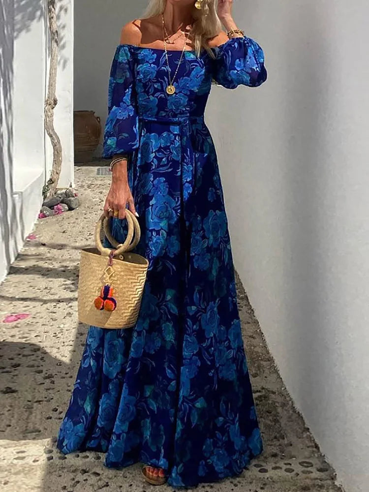 Kleurrijke Maxi Jurk met Print en Patchwork Ontwerp