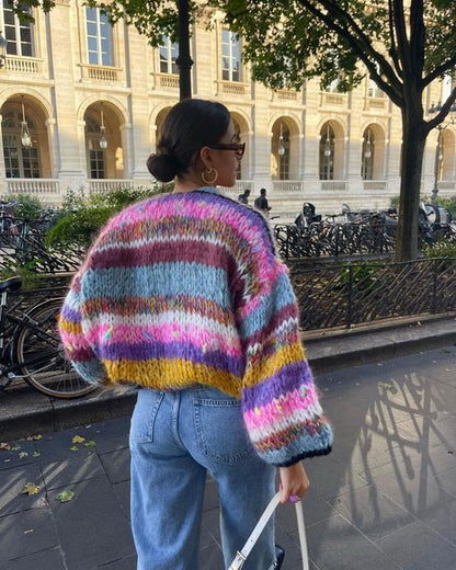 Kleurrijke Cropped Trui met Streepjes - StudioMarella