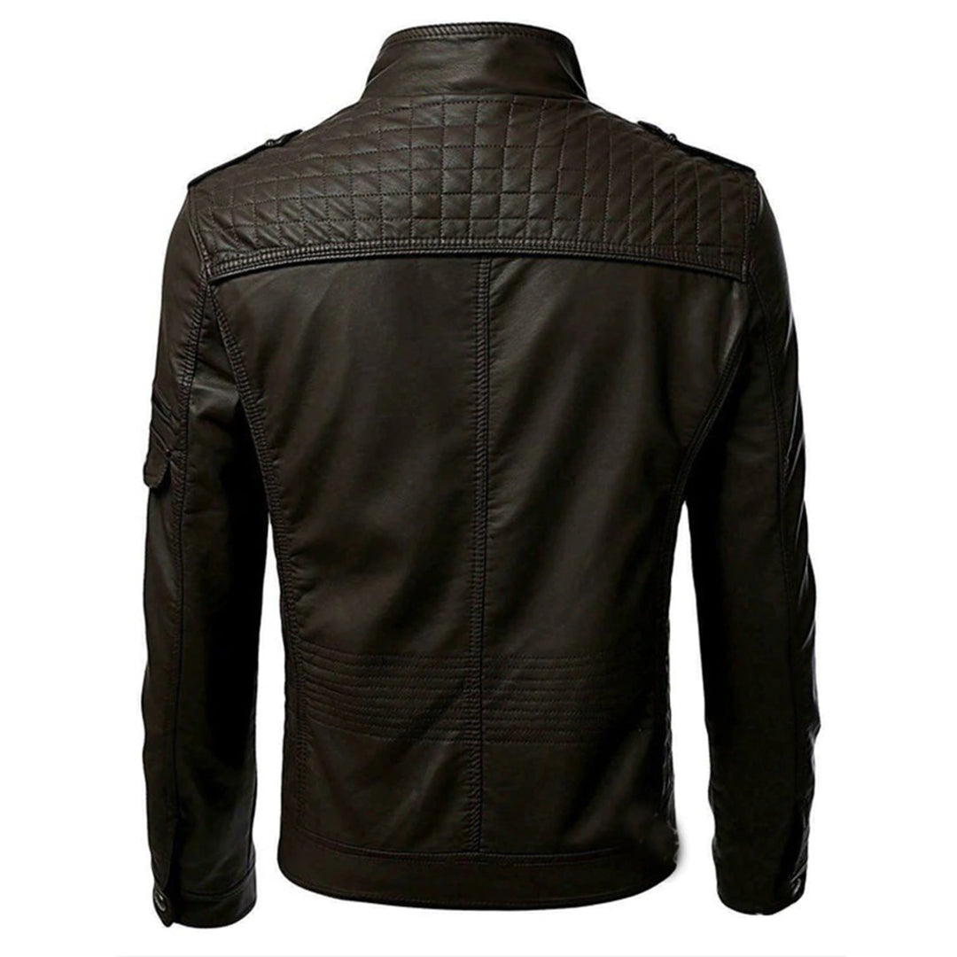 Heren Lederlook Jacket Bikerstijl Kunstleer