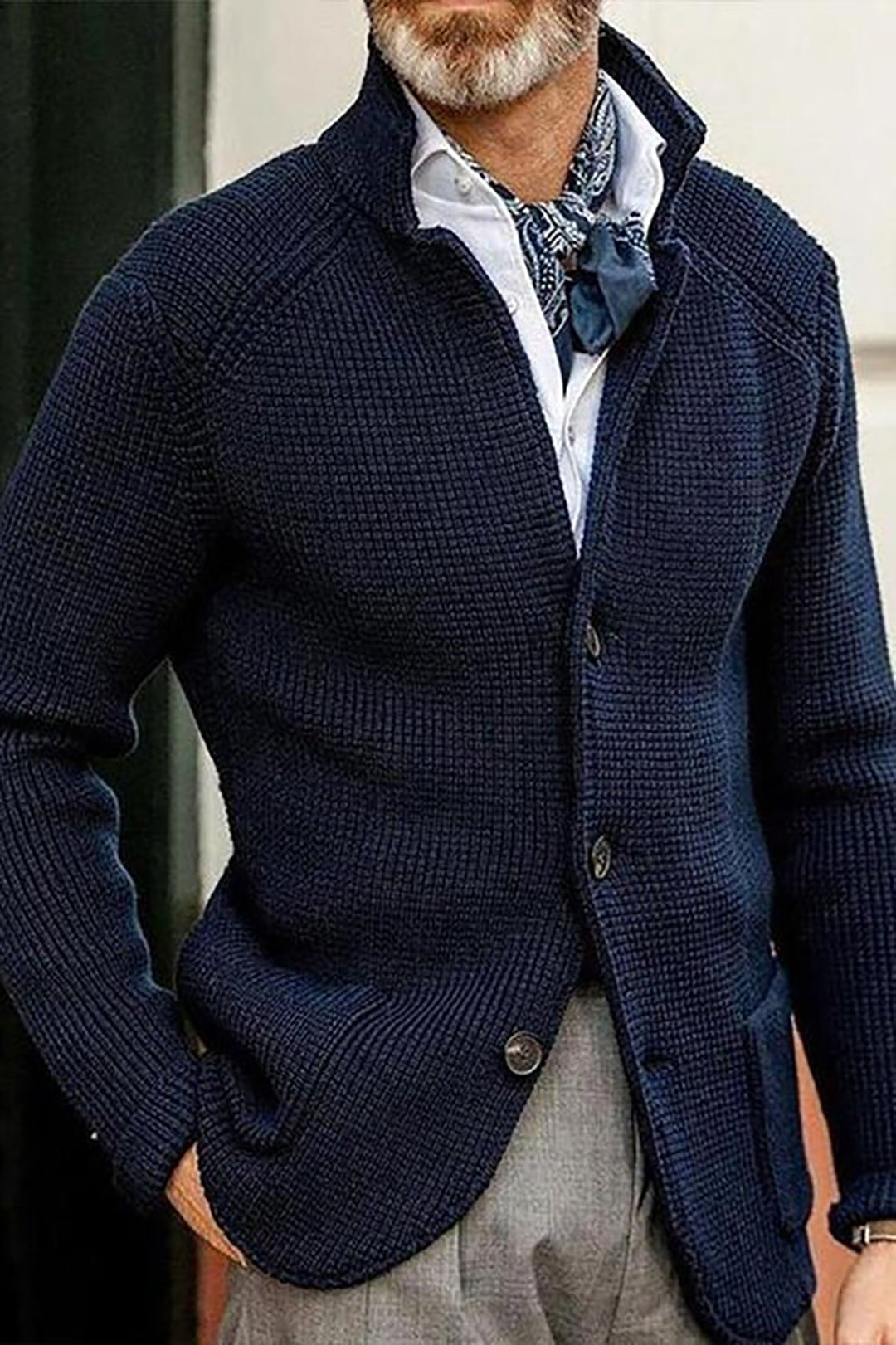 Mannen Blazer Gebreid Warm en Stijlvol