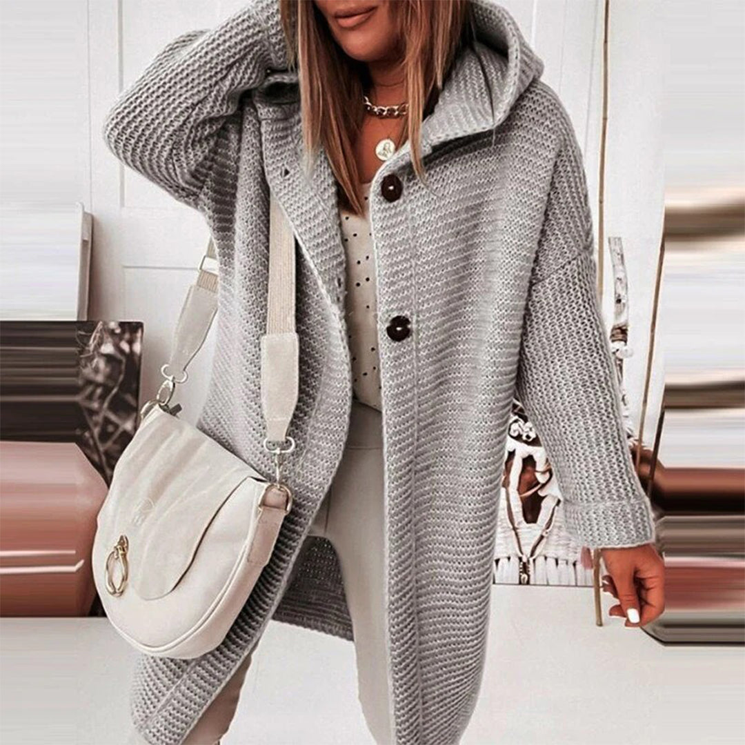 Oversized Gebreide Jas met Capuchon Zacht Warm