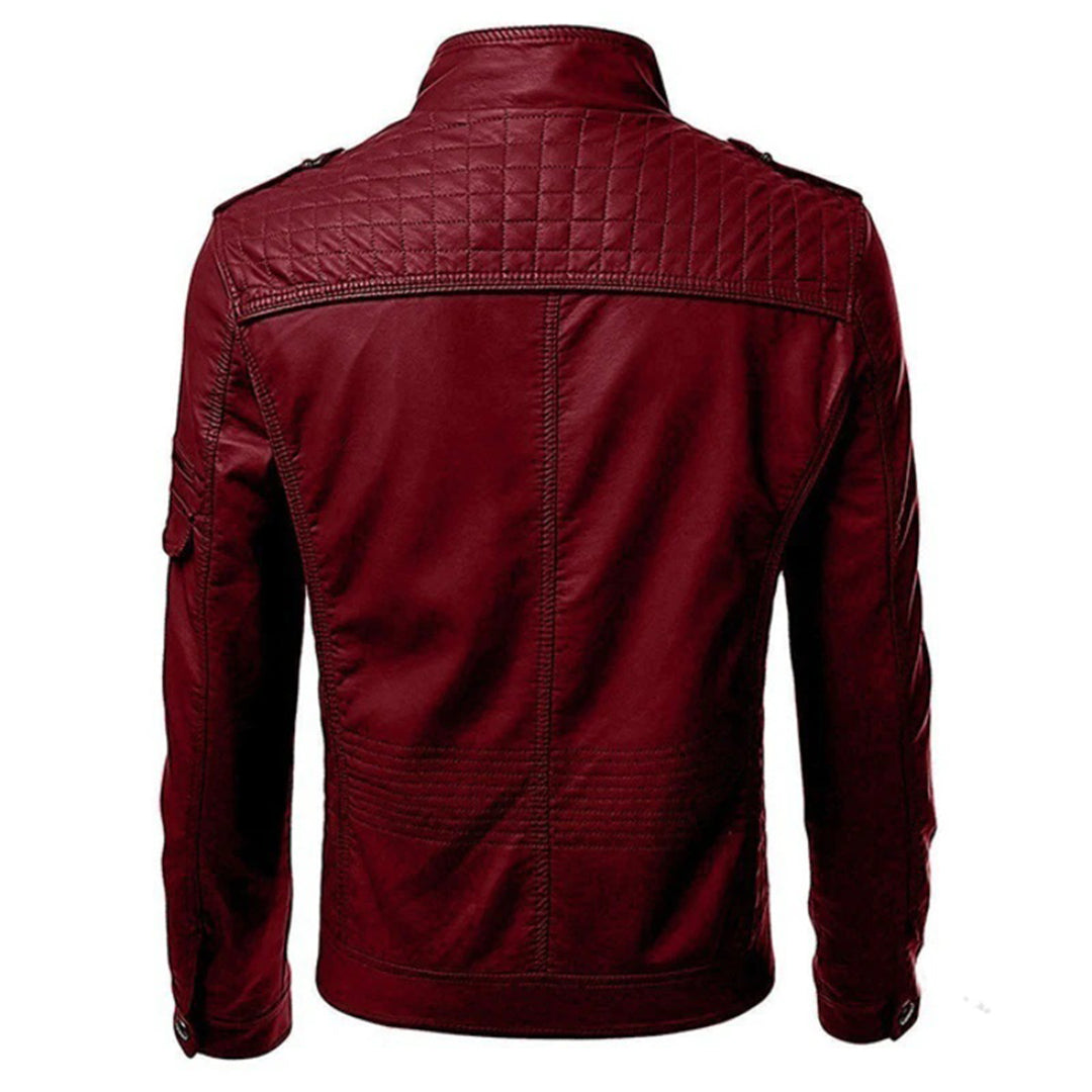 Heren Lederlook Jacket Bikerstijl Kunstleer