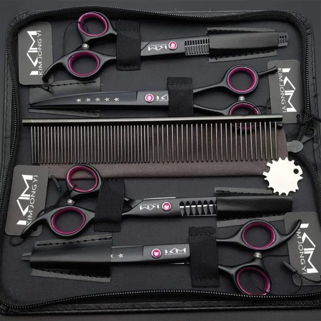 Professionele Huisdier Trimset – Roestvrij Staal Scharen voor Honden en Katten – 4-delige Vachtonderhoud Kit