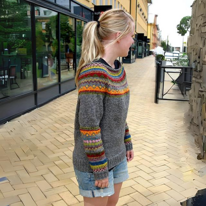 Damestrui Retro Print Comfortabele Stijlvolle Trui
