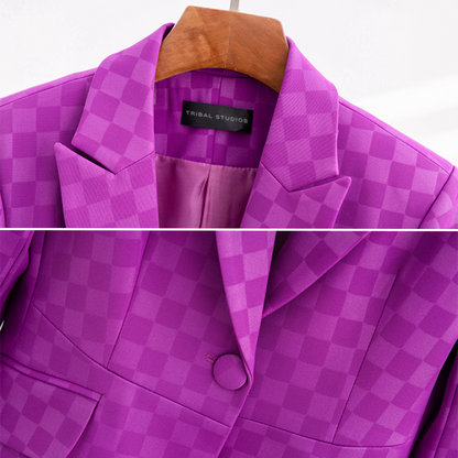 Dames Blazer Geruit Klassieke Stijl Elegance
