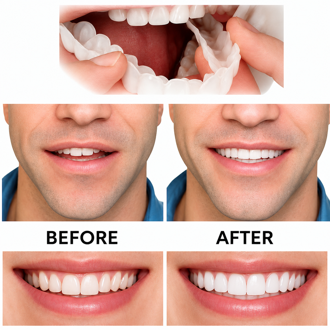 Opzetprothese SnapSmile Instelbare Tandprothese Wit Cosmetisch | Natuurlijk Lachje Zonder Tandarts Flexibele Pasvorm Herbruikbaar