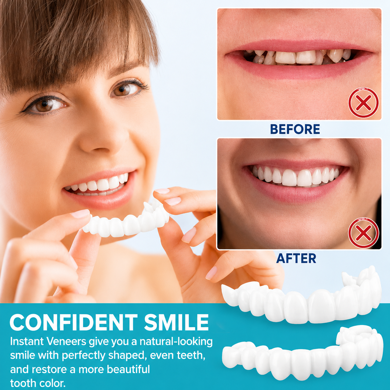 Opzetprothese SnapSmile Instelbare Tandprothese Wit Cosmetisch | Natuurlijk Lachje Zonder Tandarts Flexibele Pasvorm Herbruikbaar