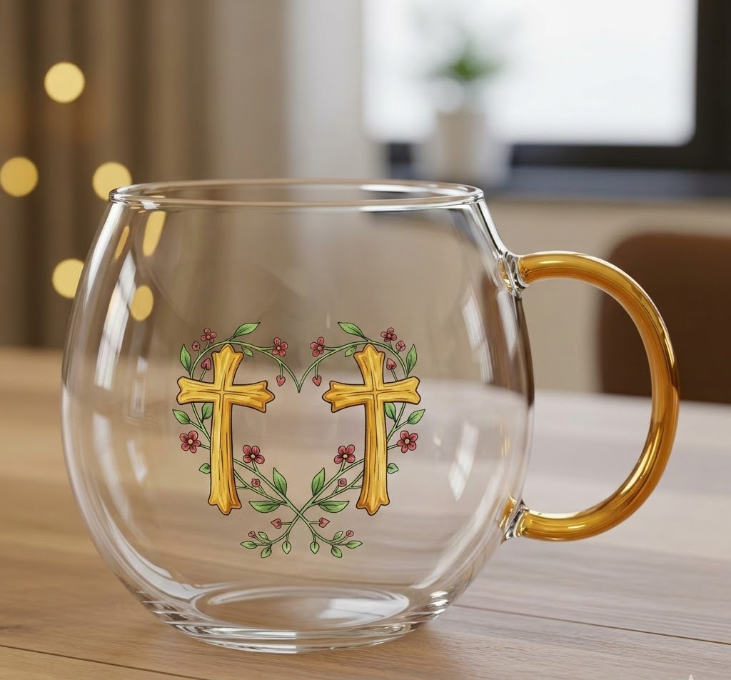 Feestelijk Glazen Kerstbeker met Wintermotief voor Warme Dranken