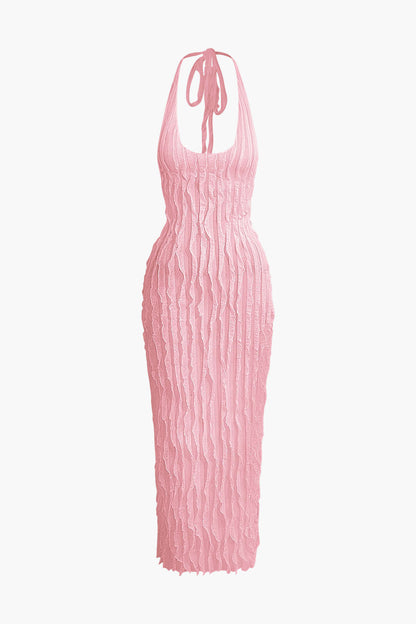 Pura | Dames Maxi-jurk - Elegante Ruches, Halterbackless Design 12