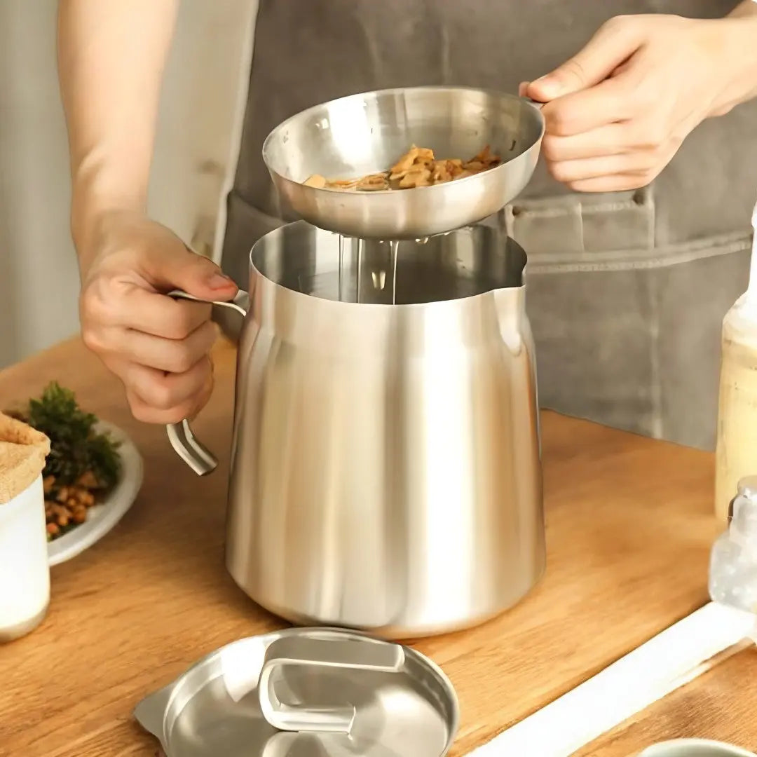 Friteerpan RVS Ingebouwd Filter Olie Hergebruik 2-in-1 Zeef Frituren Keuken