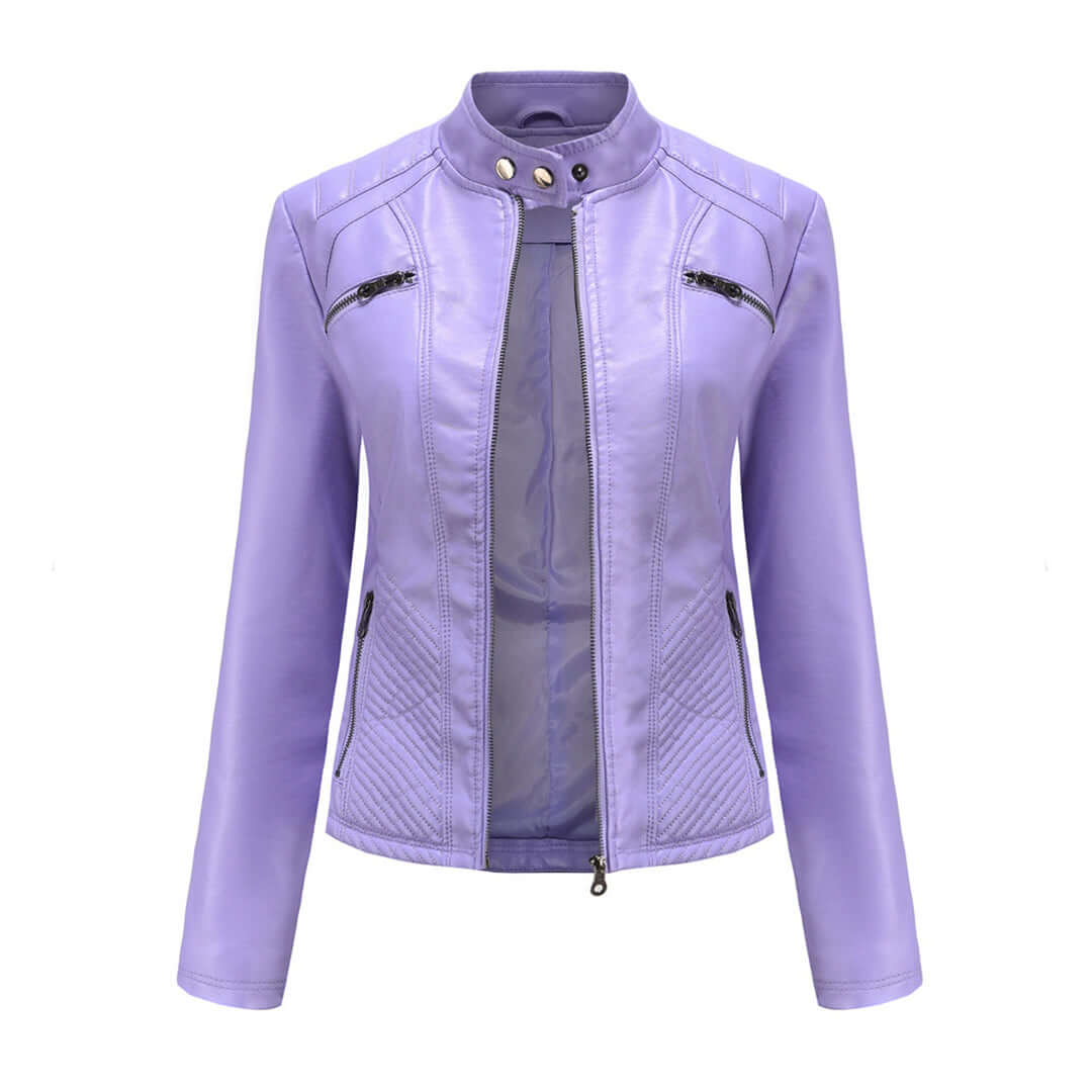 Dames Leren Jas Elegante Klassieke Stijl