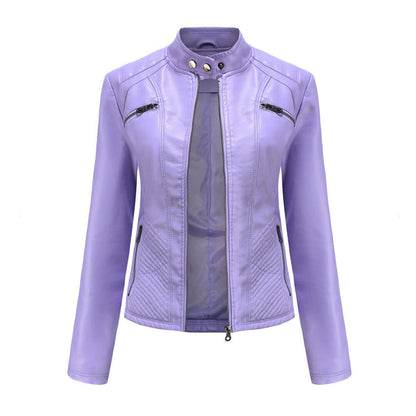 Dames Leren Jas Elegante Klassieke Stijl