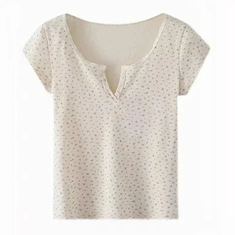 Vrouwelijke Zomer T-shirts met Bloemenprint Korte Mouw - StudioMarella