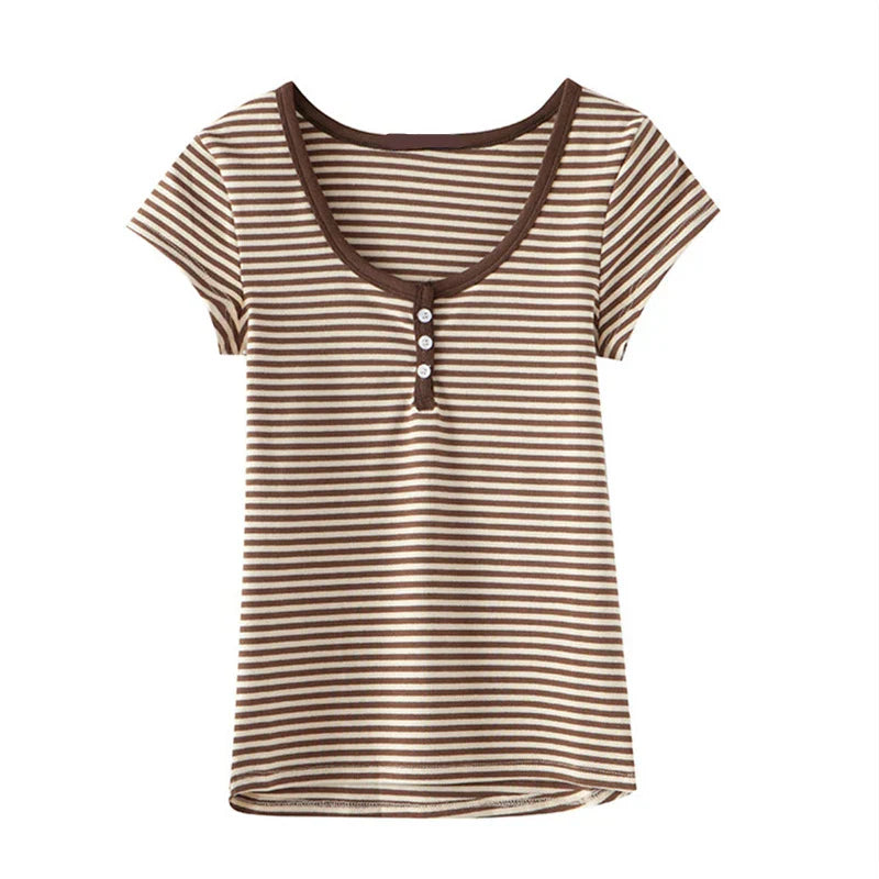 Katoenen T-Shirt voor Meisjes Gestreept Zomerkleuren