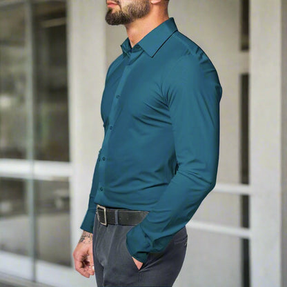 Mannen Overhemd Slim Fit Stretch Stof Hoge Kwaliteit