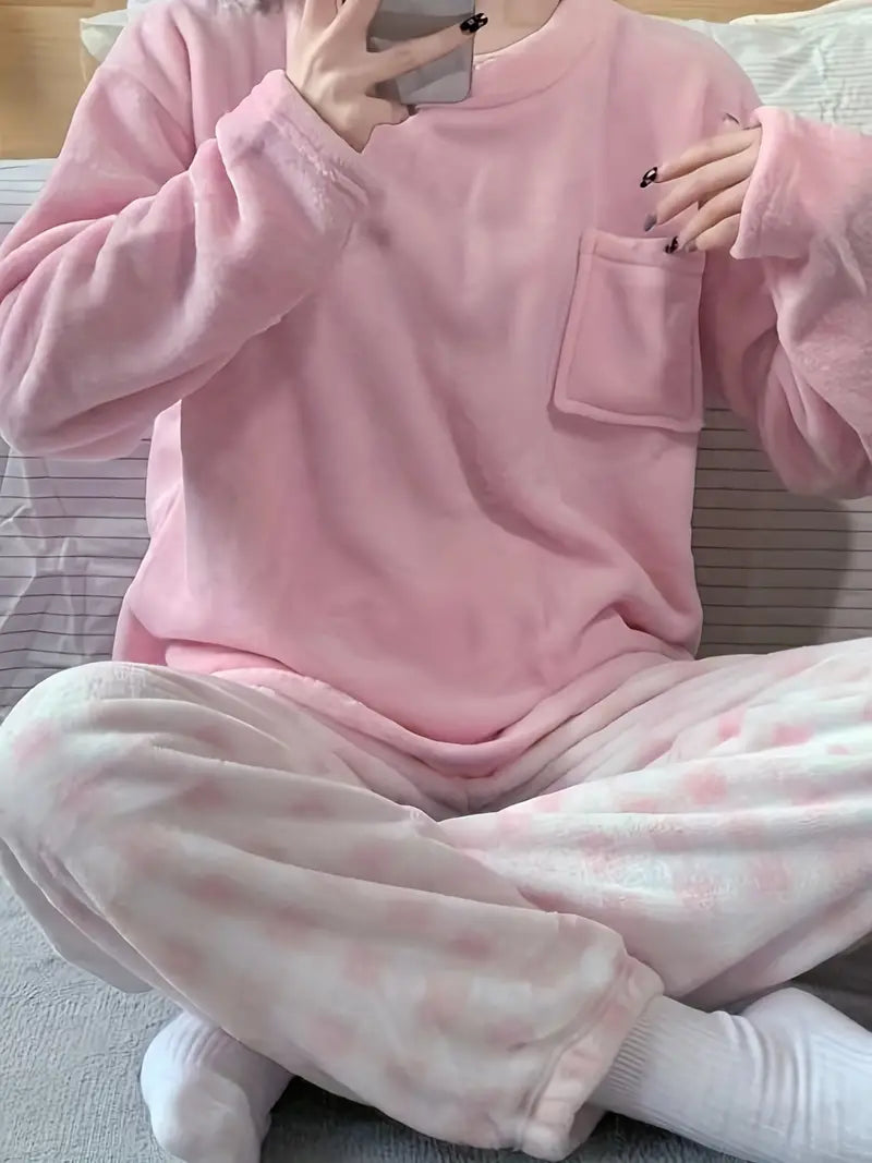 Zachte Pyjama Set Vrouw Warme Slaapkleed voor Dames
