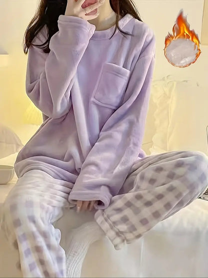 Zachte Pyjama Set Vrouw Warme Slaapkleed voor Dames