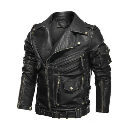 Heren Bikerjack van PU Leer Zwarte Stoere Look