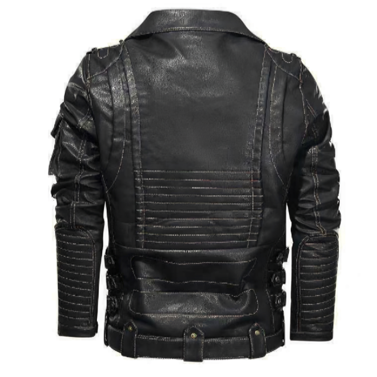 Heren Bikerjack van PU Leer Zwarte Stoere Look