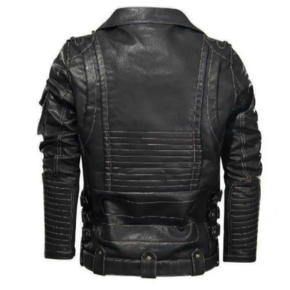 Heren Bikerjack van PU Leer Zwarte Stoere Look
