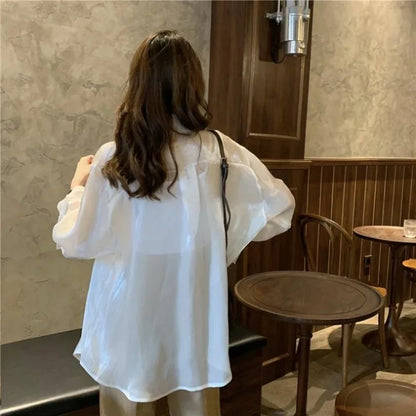 Vrouwen Blouse Satijnen Oversized Stijlvolle Losse Fit