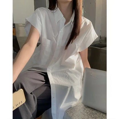 Luxe Korte Mouw Blouse Zomerlichte Stof