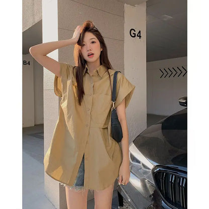 Luxe Korte Mouw Blouse Zomerlichte Stof