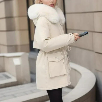 Donswitte Winterjas voor Vrouw Warm en Waterdicht