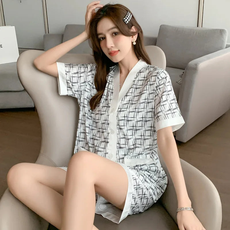 Luxe Pyjama Set Luipaardprint Zomerse Damespyjama