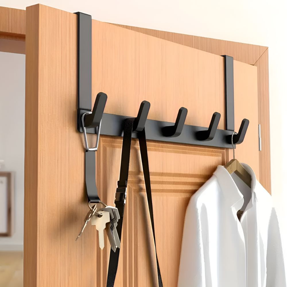 Deurkapstok met 5 Haken Roestvrij Staal Ophangsysteem voor Kleding