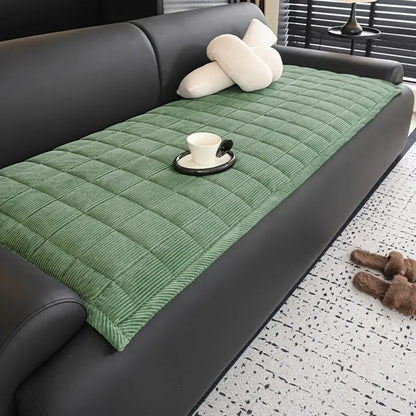 Quilted Bankhoes Mat – Zachte Ribfluweel met Antislip Achterkant, Bescherming tegen Krassen, Machinewasbaar, Meerdere Maten