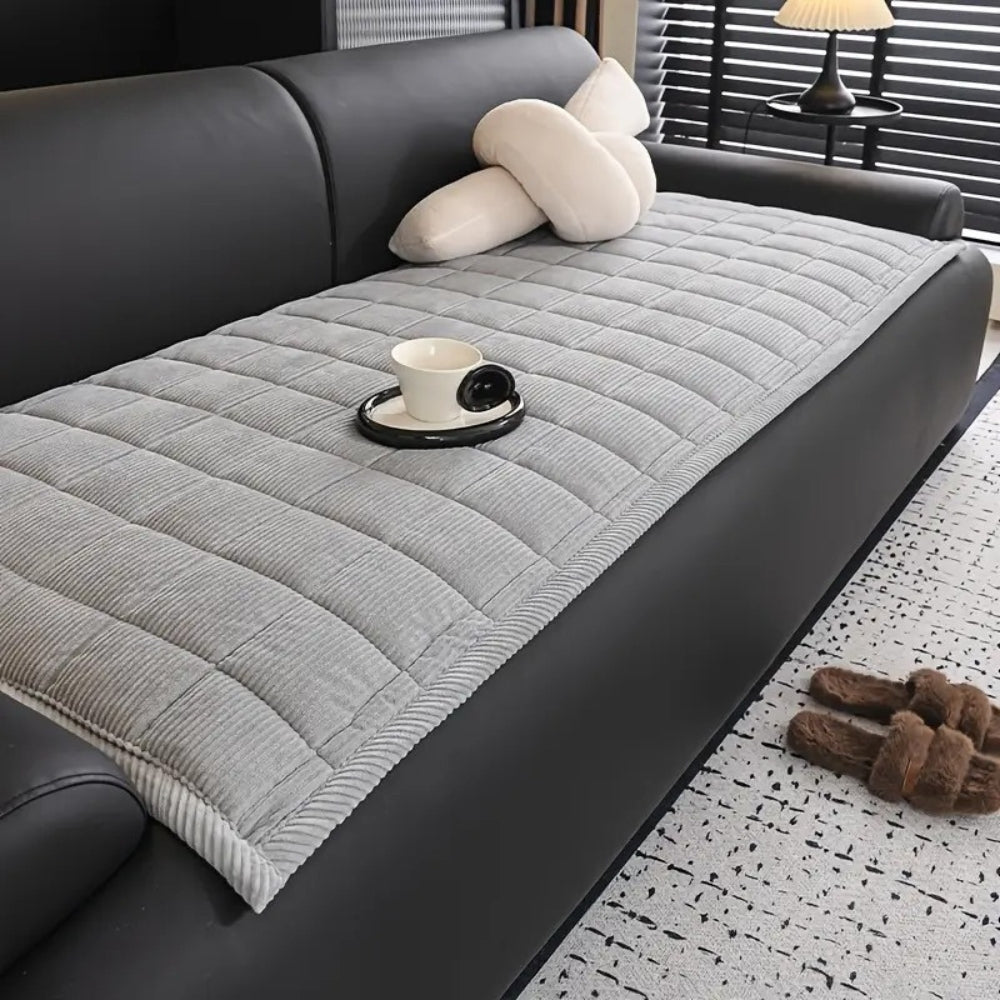 Quilted Bankhoes Mat – Zachte Ribfluweel met Antislip Achterkant, Bescherming tegen Krassen, Machinewasbaar, Meerdere Maten